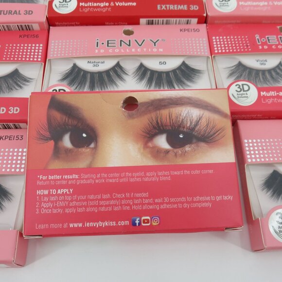 Lot of 28 I Envy by KISS 3D Collection Strip Eyelashes Black NO Adhesive NEW - Picture 11 of 13